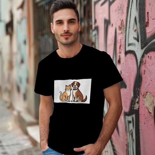 cat_dog_companions_men's_t-shirt_color_#000000