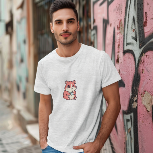 kawaii_red_hamster_coffee_cup_men's_t-shirt_color_#FFFFFF