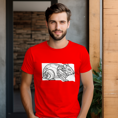 futuristic_hamster_line_art_men's_t-shirt_color_#FF0000