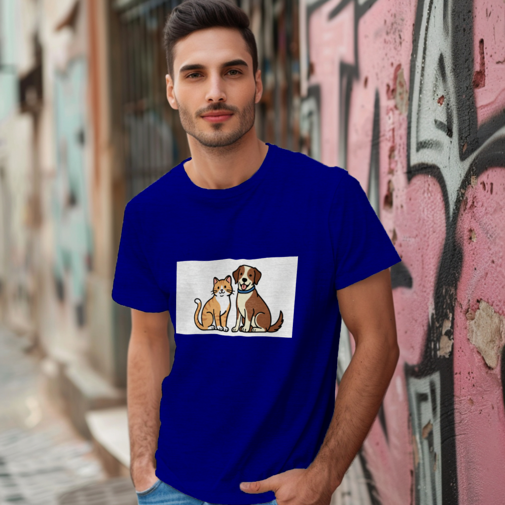 cat_dog_companions_men's_t-shirt_color_#000080