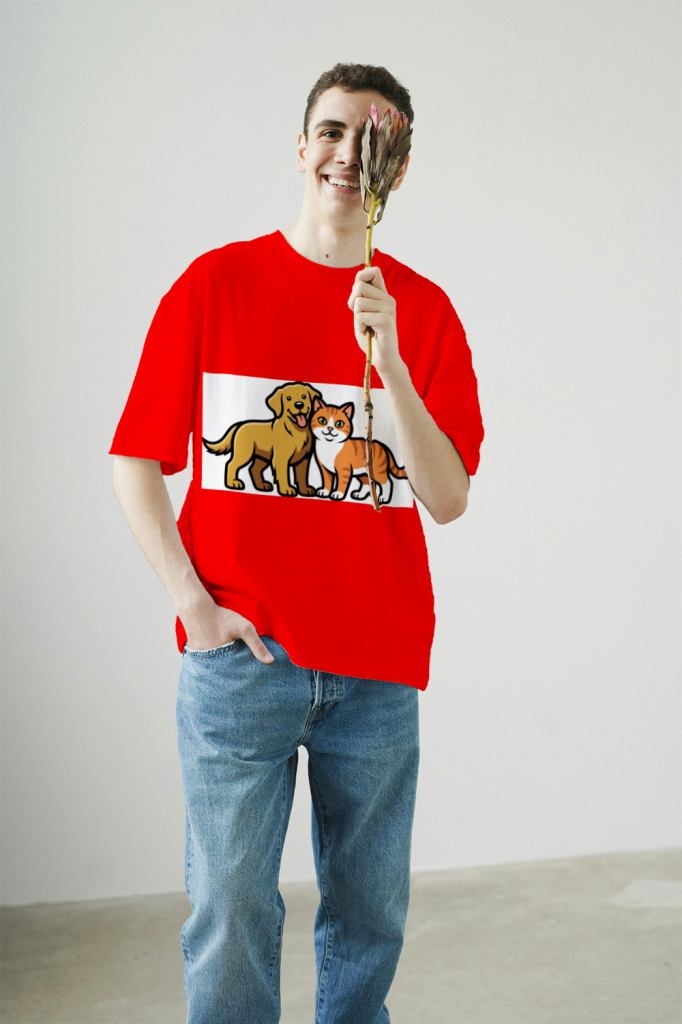 furry_friends_men's_t-shirt_color_#FF0000