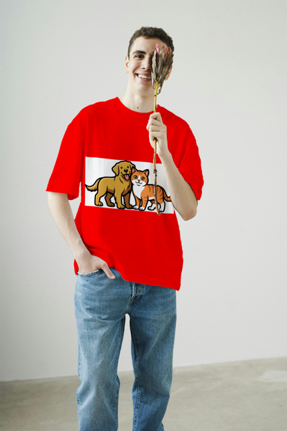 furry_friends_men's_t-shirt_color_#FF0000