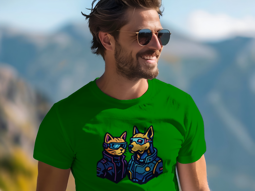 cyberpup-n-kitty_men's_tee_color_#008000