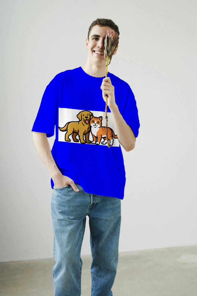 furry_friends_men's_t-shirt_color_#0000FF