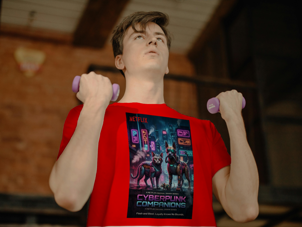 cyberpaws_cyberpunk_men's_t-shirt_color_#FF0000