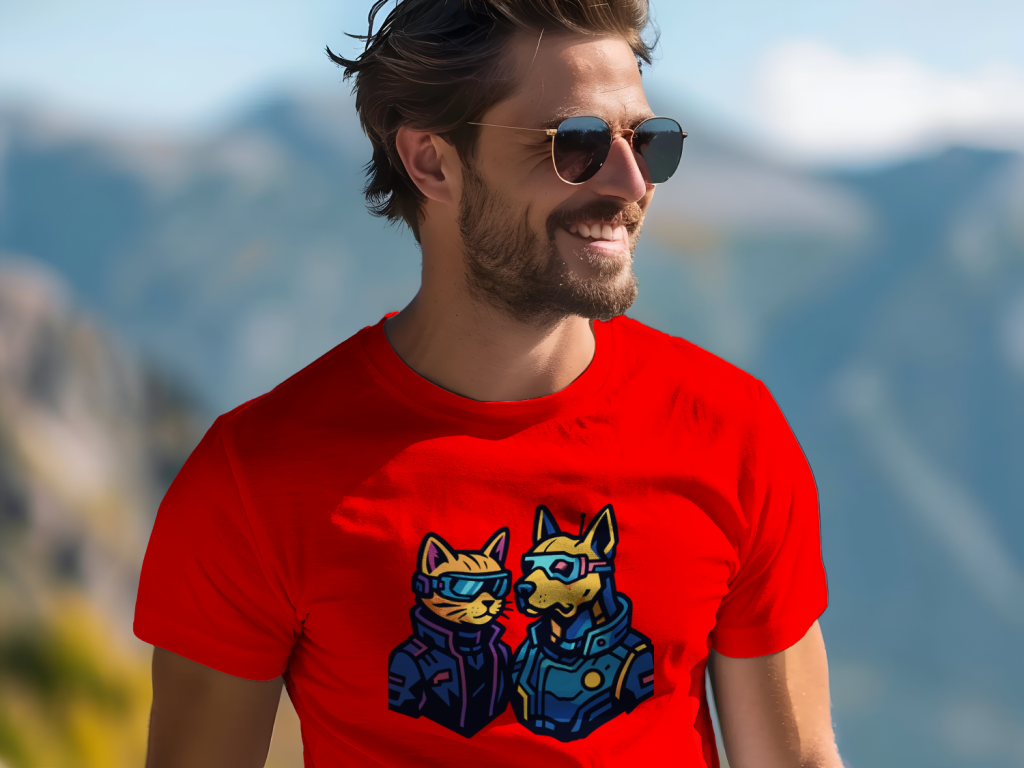 cyberpup-n-kitty_men's_tee_color_#FF0000