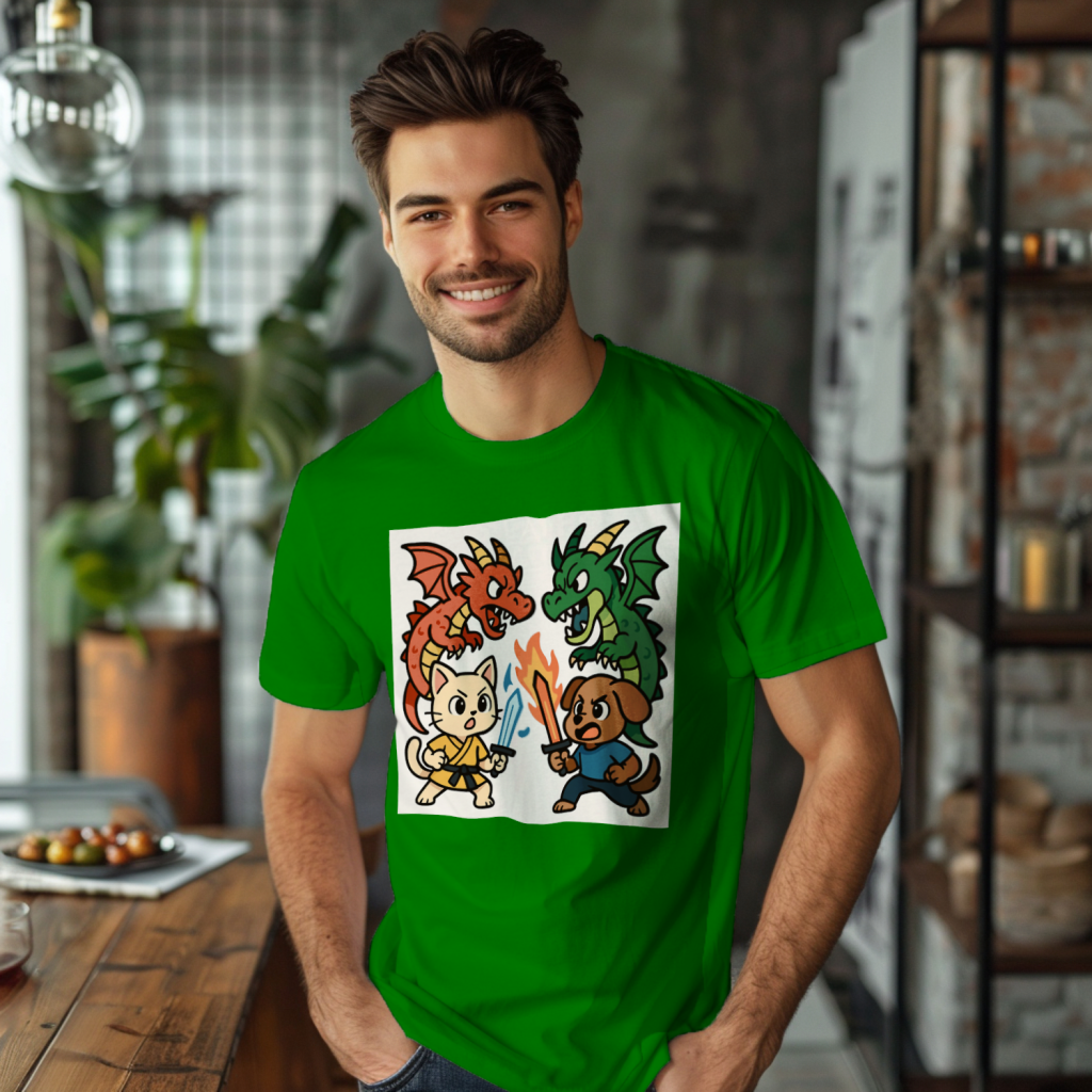 anime_paws_claws_dragon_duel_men's_t-shirt_color_#008000