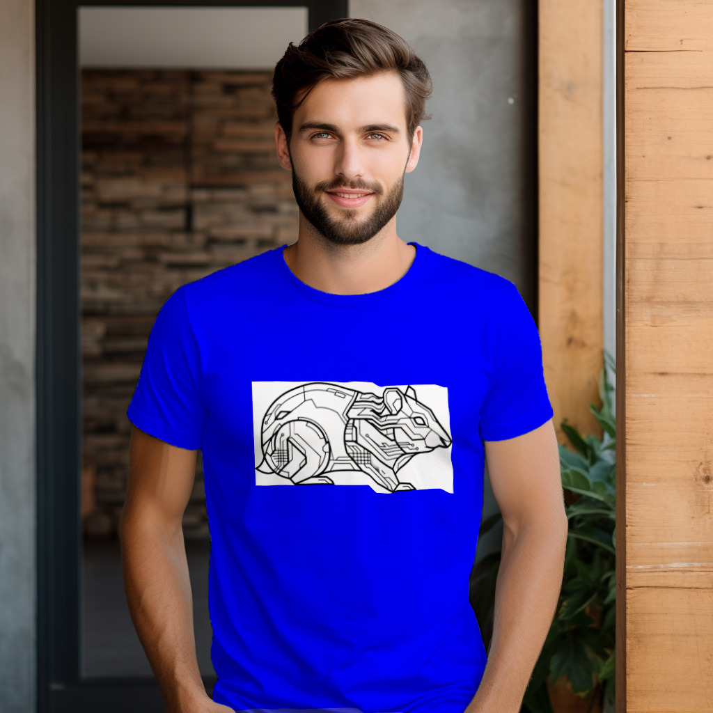 futuristic_hamster_line_art_men's_t-shirt_color_#0000FF