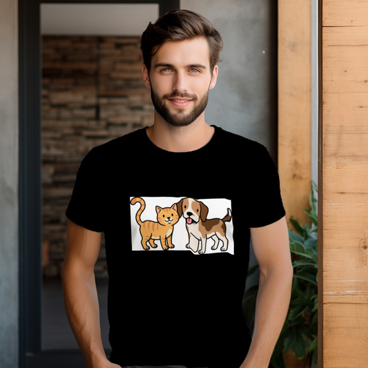 cat_dog_duo_men's_t-shirt_color_#000000