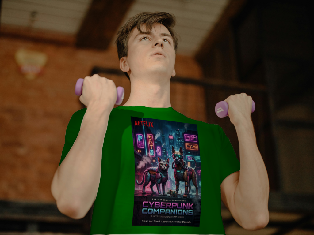 cyberpaws_cyberpunk_men's_t-shirt_color_#008000