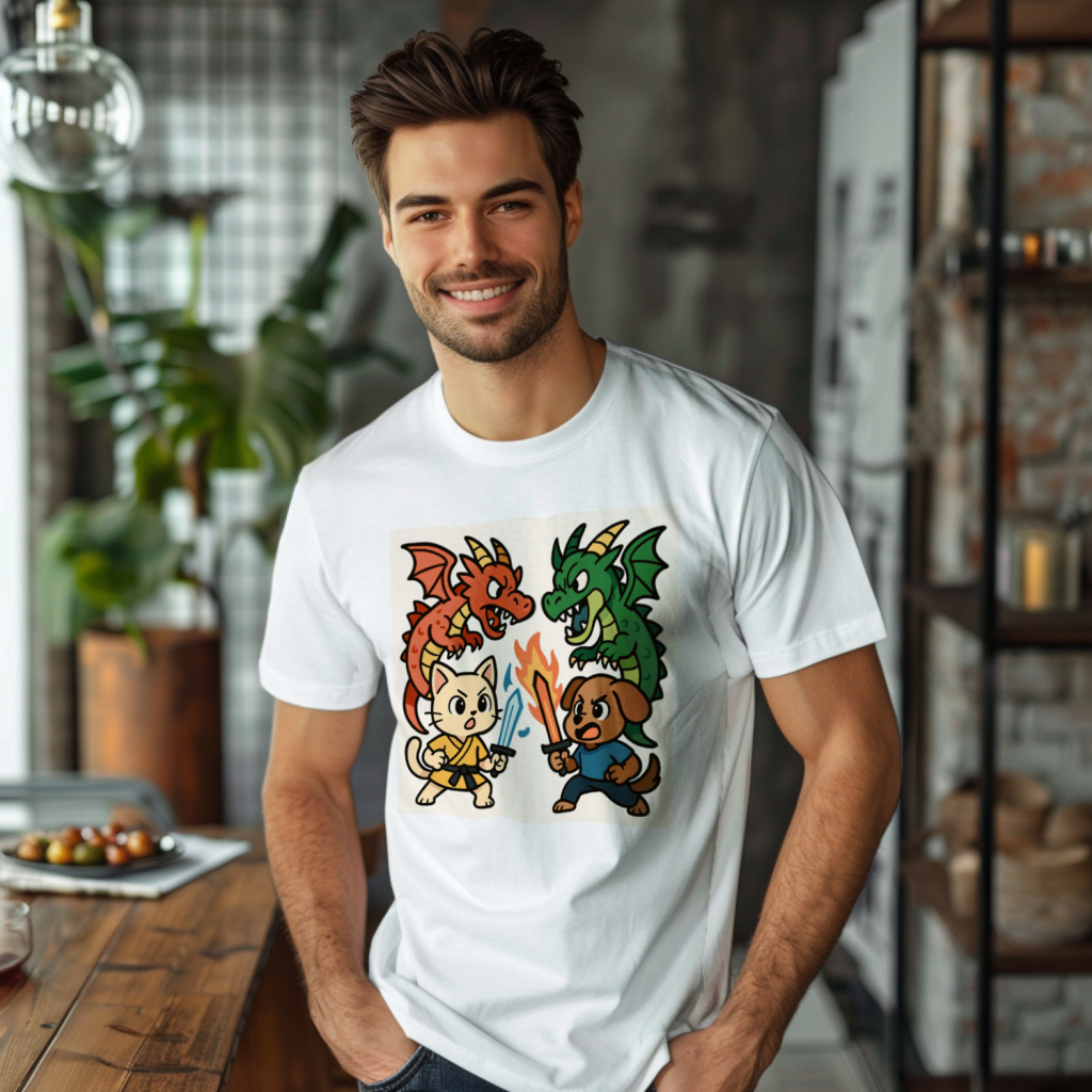 anime_paws_claws_dragon_duel_men's_t-shirt_color_#FFFFFF