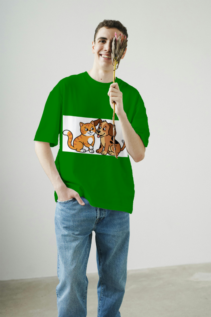 furry_friends_men's_t-shirt_color_#008000
