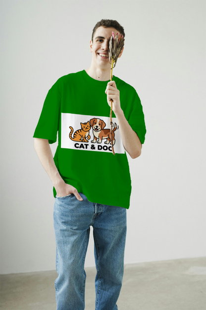 men's_cool_cat_and_dog_buddy_t-shirt_color_#008000