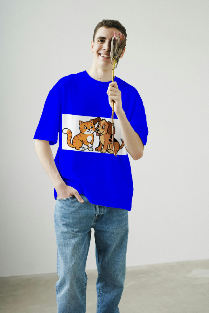 furry_friends_men's_t-shirt_color_#0000FF