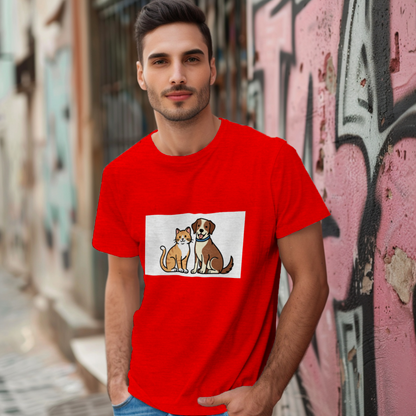 cat_dog_companions_men's_t-shirt_color_#FF0000