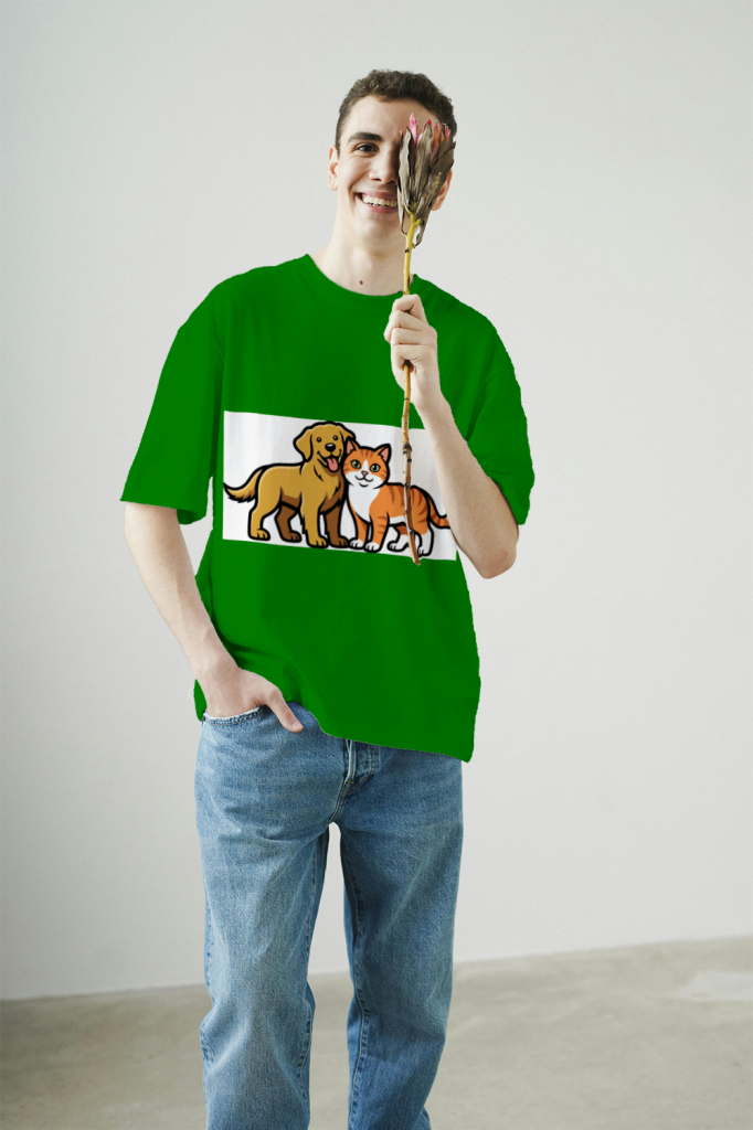 furry_friends_men's_t-shirt_color_#008000