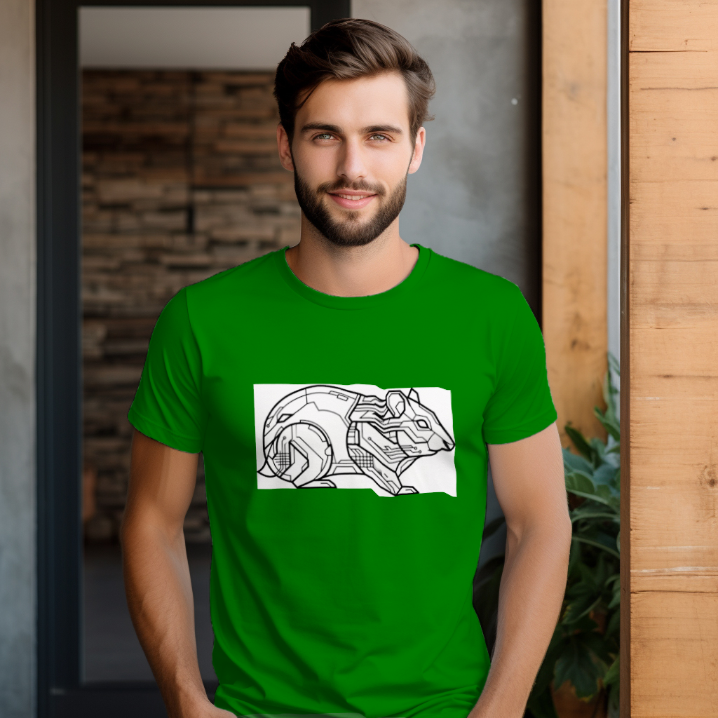 futuristic_hamster_line_art_men's_t-shirt_color_#008000