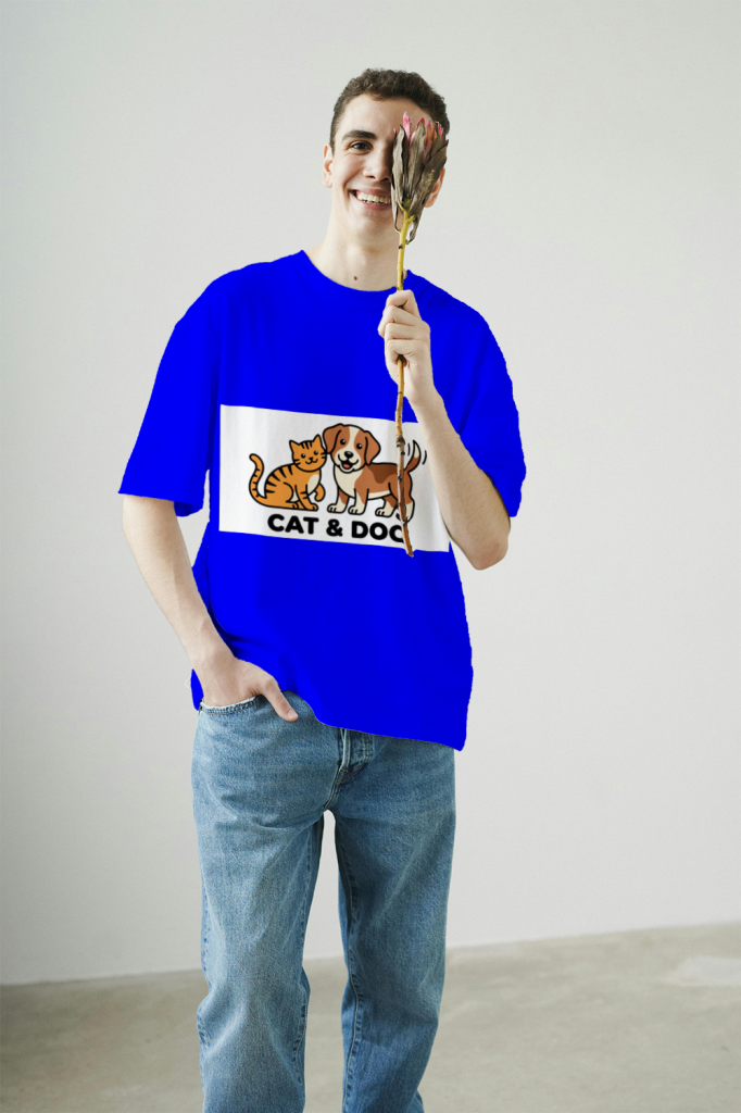 men's_cool_cat_and_dog_buddy_t-shirt_color_#0000FF
