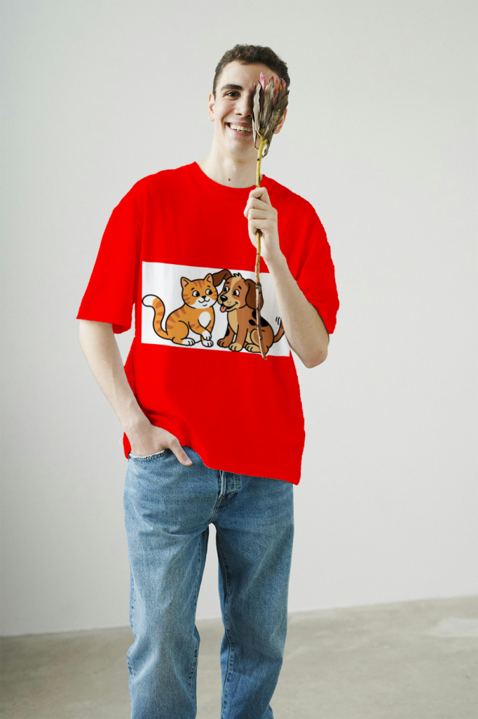 furry_friends_men's_t-shirt_color_#FF0000
