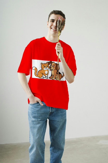 furry_friends_men's_t-shirt_color_#FF0000