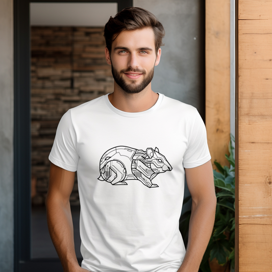 futuristic_hamster_line_art_men's_t-shirt_color_#FFFFFF